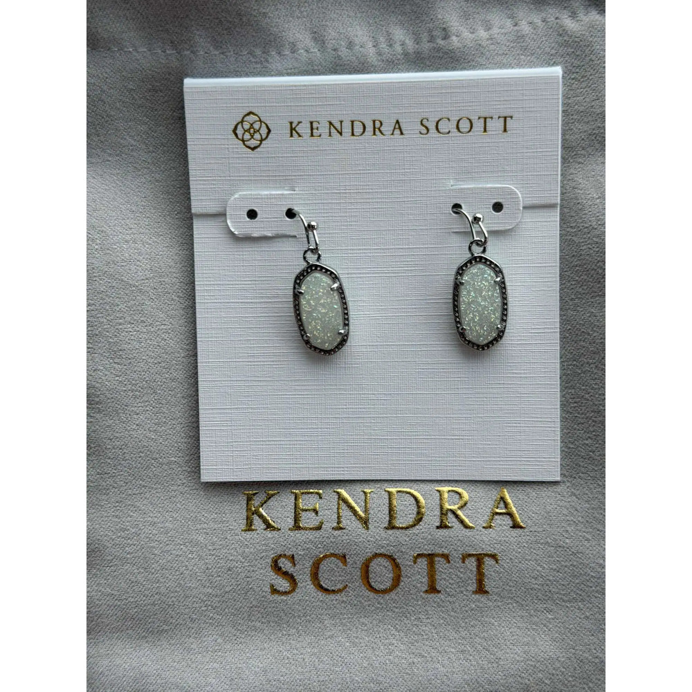 Kendra Scott White Crystal Cluster Teardrop Earrings